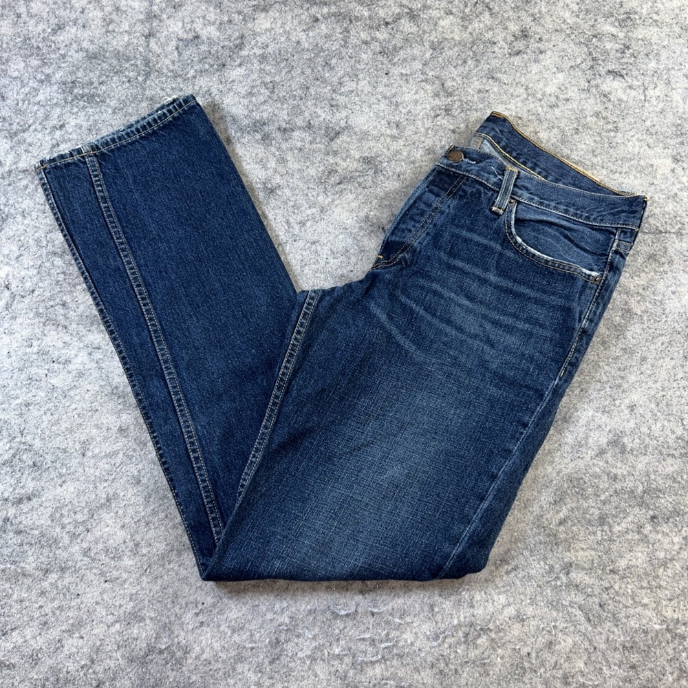 Vintage Hollister Jeans Men's 34X34 Dark Wash Button Fly‎ Y2K Slim Straight